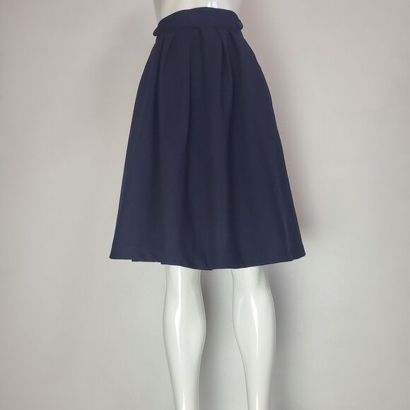 Vintage 60s/70s Bobbie Brooks Navy Pleated Wrap Skirt - Picture 9 of 14